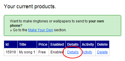 Your Current Products - Details